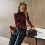 SIKN2205 Soft Slim Turtleneck Knit_Burgundy brown
