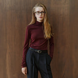 SIKN2205 Soft Slim Turtleneck Knit_Burgundy brown