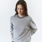 SIKN2207 Wool-Blend Preppy Striped Knit_Melange gray