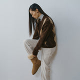 SIKN2210 Argyle Knit Cardigan_Brown
