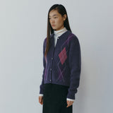 SIKN2210 Argyle Knit Cardigan_Purple