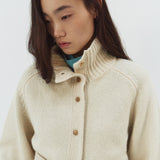 SIKN2211 High-Neck Pocket Knit Cardigan_Cream