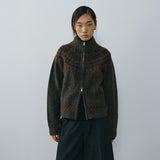 SIKN2216 Indian Jacquard Zip-Up Knit_Brown