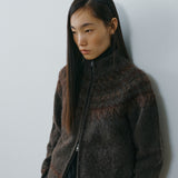 SIKN2216 Indian Jacquard Zip-Up Knit_Brown