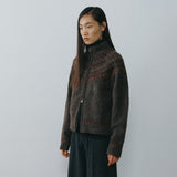 SIKN2216 Indian Jacquard Zip-Up Knit_Brown