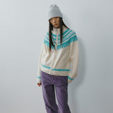 SIKN2216 Indian Jacquard Zip-Up Knit_Cream