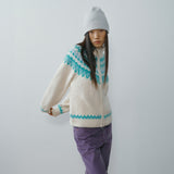 SIKN2216 Indian Jacquard Zip-Up Knit_Cream