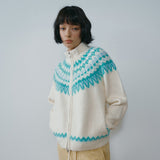 SIKN2216 Indian Jacquard Zip-Up Knit_Cream