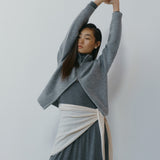 SIKN2217 Wool Blend Zip-Up Knit_Melange gray