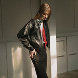 SIOT4075 Leather Bomber Jacket_Black