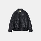 SIOT4079 Fake Leather Bomber Jacket_Black