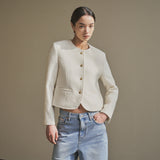 SIOT4100 Classic Tweed Jacket_Ivory