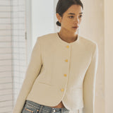 SIOT4100 Classic Tweed Jacket_Ivory