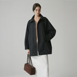 SIOT4152 High Neck Half Trench Coat_Charcoal