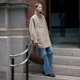SIOT4152 High Neck Half Trench Coat_Camel Beige