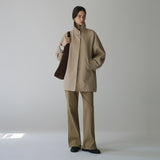 SIOT4152 High Neck Half Trench Coat_Camel Beige