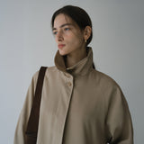 SIOT4152 High Neck Half Trench Coat_Camel Beige