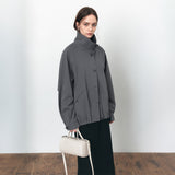 SIOT4182 High Neck Button Blouson_Blue Gray
