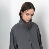 SIOT4182 High Neck Button Blouson_Blue Gray