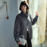 SIOT4182 High Neck Button Blouson_Blue Gray
