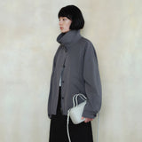 SIOT4182 High Neck Button Blouson_Blue Gray
