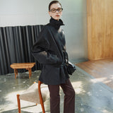 SIOT4184 Belted Half Trench Jacket_Black