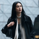 SIOT4190 Fake Leather Half Jacket_Black