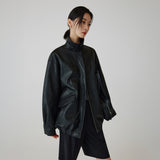 SIOT4190 Fake Leather Half Jacket_Black