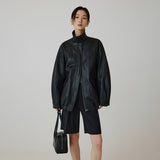 SIOT4190 Fake Leather Half Jacket_Black