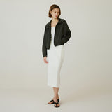 SIOT4191 High-Neck Shirred Blouson_Charcoal