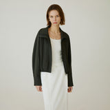 SIOT4191 High-Neck Shirred Blouson_Charcoal