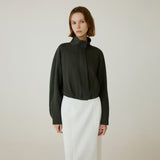SIOT4191 High-Neck Shirred Blouson_Charcoal