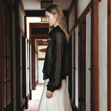 SIOT4198 Sheer Wrinkle Blouson_Black