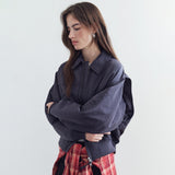 SIOT4201 Volume Padded Bomber Jacket_Midnight charcoal