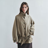 SIOT4202 Oversized High-Neck Belted Jacket_Dust brown