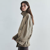 SIOT4202 Oversized High-Neck Belted Jacket_Dust brown
