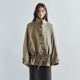 SIOT4202 Oversized High-Neck Belted Jacket_Dust brown