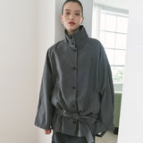 SIOT4202 Oversized High-Neck Belted Jacket_Charcoal