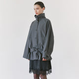 SIOT4202 Oversized High-Neck Belted Jacket_Charcoal
