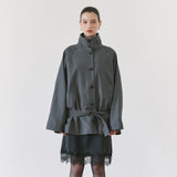 SIOT4202 Oversized High-Neck Belted Jacket_Charcoal