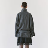 SIOT4202 Oversized High-Neck Belted Jacket_Charcoal
