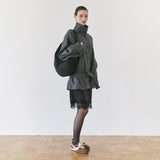 SIOT4202 Oversized High-Neck Belted Jacket_Charcoal