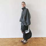 SIOT4202 Oversized High-Neck Belted Jacket_Charcoal