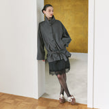 SIOT4202 Oversized High-Neck Belted Jacket_Charcoal