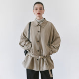 SIOT4203 Oversized Fluid Belted Jacket_Ash beige