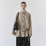 SIOT4203 Oversized Fluid Belted Jacket_Ash beige