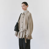 SIOT4203 Oversized Fluid Belted Jacket_Ash beige