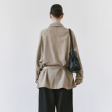 SIOT4203 Oversized Fluid Belted Jacket_Ash beige