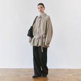 SIOT4203 Oversized Fluid Belted Jacket_Ash beige