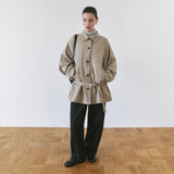 SIOT4203 Oversized Fluid Belted Jacket_Ash beige